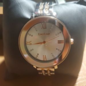 bebe Woman's Gold/Silver Rhinestone Watch